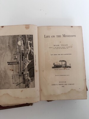 Life On The Mississippi, Mark Twain Samuel Clemens, 1883 Osgood 1st Damage Spine-image