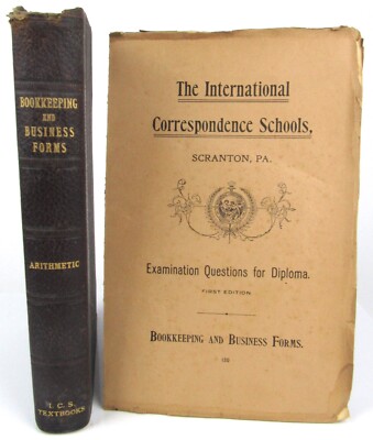 1901 Arithmetic Math Bookkeeping & Business Forms Scranton PA School Book & Exam-image