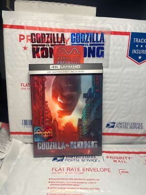 NEW GODZILLA VS KONG 4K UHD+BLU-RAY DOUBLE LENTI SLIP STEELBOOK! MANTALAB SEALED-image
