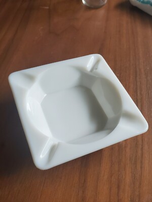VTG Westmoreland white Milk Glass Square Ashtray 5