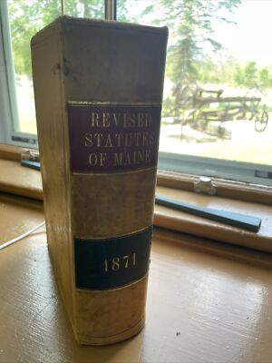 Revised Statutes of Maine 1871 Legal Text Law Book leather bound-image
