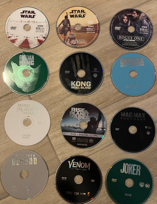 DVD Lot 12 Movies (No Cases DVDs Only) Star Wars, Godzilla, Venom, Joker, Apes++-image