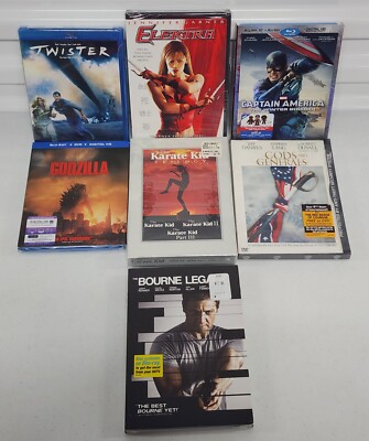 Action / Thriller DVD Lot - Godzilla, Captain America, Karate Kid, Bourne Legacy-image