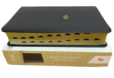 NBLA Biblia Temtica de Estudio, Negro Smil Piel negro letra grande 12 puntos -image