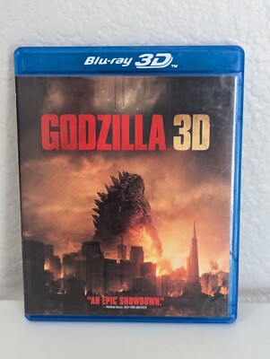 GODZILLA 2014 3D + BLU-RAY + DVD OOP 3 Disc Set, Very Good-image