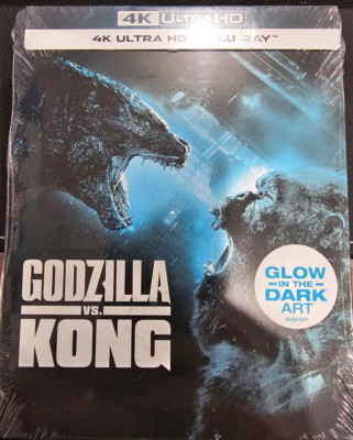 Godzilla vs Kong (2021) 4K+Blu-ray. Steelbook. Glow In The Dark Art. Brand New!!-image
