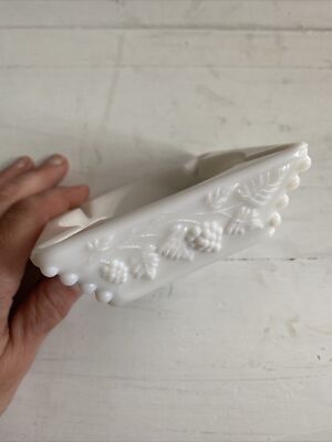 Vintage Westmoreland Ashtray Milk Glass Square Cigarette 4