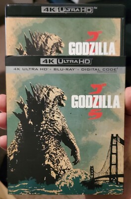 GODZILLA 2014 4K UHD + BLU-RAY + SLIPCOVER LIKE-NEW GARETH EDWARDS RARE OOP-image