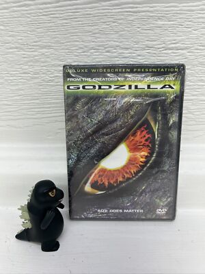 KIDROBOT Godzilla Vinyl Mini Figure & GODZILLA Movie DVD Size Does Matter SEALED-image