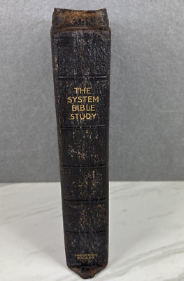 Vtg 1927 The System Bible Study Black Leather Revised and Enlarged-image