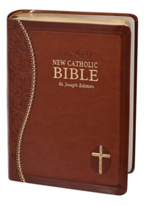 New Catholic Bible Med. Print Dura Lux (Brown) (Leather / Fine Binding)-image