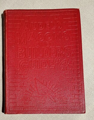 Vintage Audels Masons and Builders Guide #4, 1924 Original Guidebook Red Leather-image