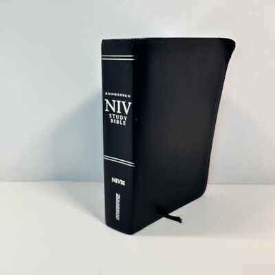 NIV Study Bible Fully Revised Zondervan Bonded Leather Maps Red Letter 2000-image