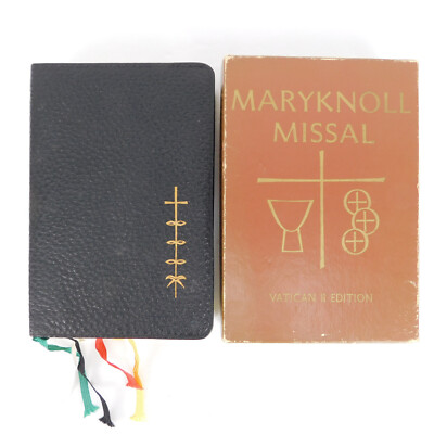 VTG Maryknoll Daily Missal Vatican II Edition Leather Bound Gold Edge In Box-image