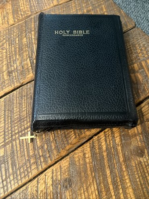 HOLY BIBLE KJV Leather Red Letter Edition Concordance World Publishing Zip 1950s-image