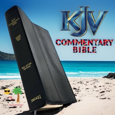 2006 KJV Commentary Leather Bound Bible Large Print Text Red Letter Edition NICE-image