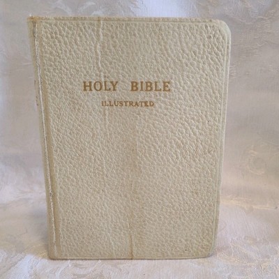 Vintage 1940’s Holy Bible Wedding Edition White Religious Signed -image
