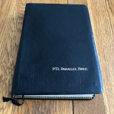 Holy Bible PTL Parallel Edition KJV & Living Bible Large Print Leather Black-image