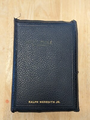 KJV Holy Bible Concordance Zip Up Leather World Publishing 1940's Vintage Black-image