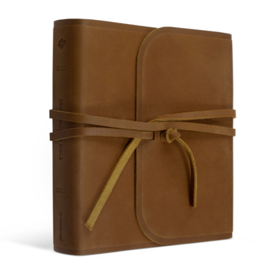 ESV Journaling Bible, Brown, Flap w/ Strap, Natural Cowhide Leather-image