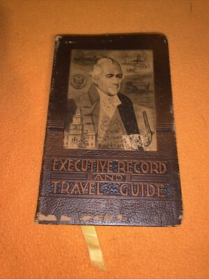1959 Executive Record and Travel Guide Leather Cover Brown & Bigelow Damaged-image