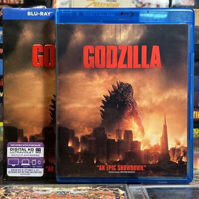 Godzilla 2014 Blu-ray w/ Slipcover Bryan Cranston Elizabeth Olsen Kaiju Horror-image