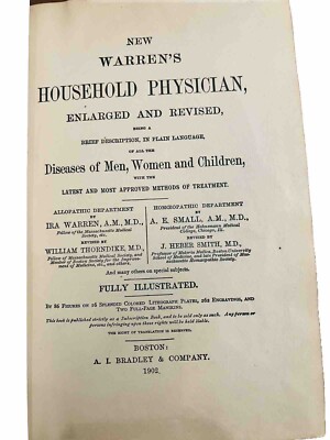 1902 Warrens Household Physician Book Color Illustrations Lithos Homeopathy-image