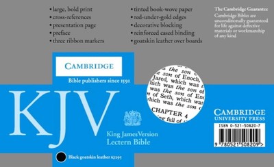 KJV Lectern Bible, Black Goatskin Leather over Boards, KJ986:XB: KJV Lectern Edi-image