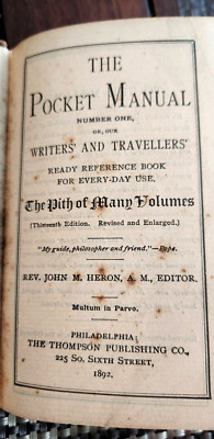 The Pocket Manual, No. 1,one Writers' and Travellers' Reference John Heron. 1892-image