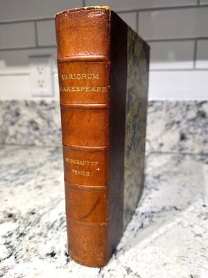 VARIORUM SHAKESPEARE Merchant of  Venice 1888 Leather Bound Antique Book-image