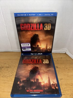 GODZILLA 2014 3D + BLU-RAY + DVD Rare OOP W/ Lenticular Slipcover - Tested-image
