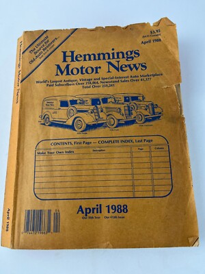 Hemmings Motor News April 1988 Book Car Pring guide-image