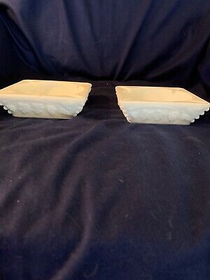 Vintage Westmoreland White Milk Glass Ashtrays Harvest Panel Grape Pattern 2-image