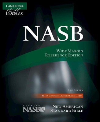 NASB Aquila Wide Margin Reference Bible, Black Goatskin Leather Edge-lined, Red--image