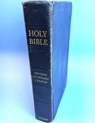 Holy Bible Revised Standard Version Nelson 1952 Faux Leather Black Worn-image