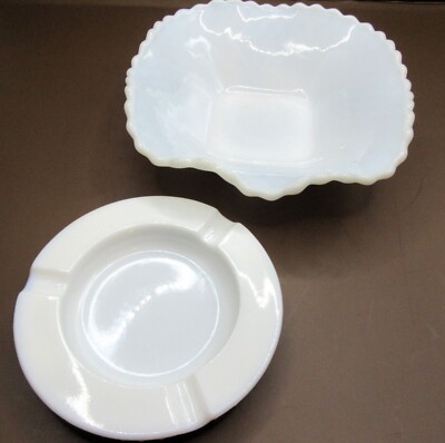 Milk Glass Ashtray and Candy Dish-image
