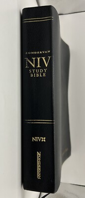 Zondervan NIV Study Bible 2002 Black Bonded Leather, Previously Owned And Used.-image
