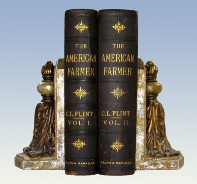 1882 LEATHER BOOK SET, THE AMERICAN FARMER, RICHLY ILLUSTRATED, RARE FIRST Ed.-image