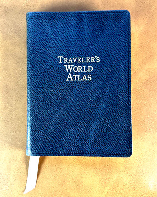 The Traveler’s Atlas - Geographic Handbook - Vintage 1996 -   Leather Covers EUC-image