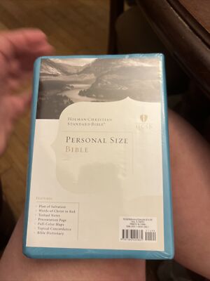 HCSB Holman Christian Standard Bible Personal Size Blue Teal Flowers Design-image