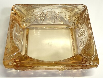 Vintage MCM Westmoreland Amber Glass Ashtray 4 Slots Grape pat 5