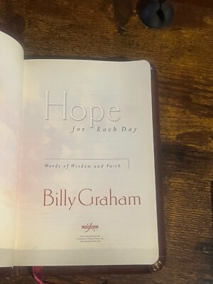 Hope for Each Day by Billy Graham Leather Bound Softcover Good Condition 2002-image
