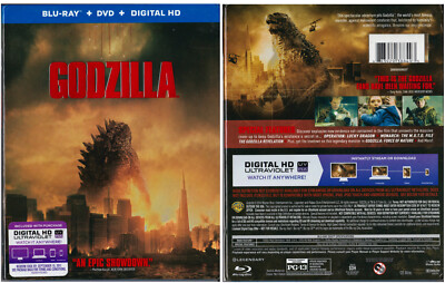 Godzilla (Blu-ray + DVD)  Aaron Taylor Johnson, Elizabeth Olson w/ Slipcover-image