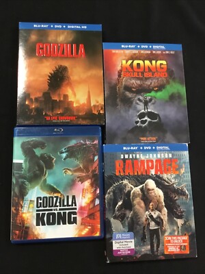Godzilla Blu Ray Lot: (2014) + Kong Skull Island + Godzilla VS Kong + Rampage-image