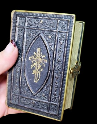 Christian Guide to Salvation Antique Prayer Book FR Pustet Clasp Leather Gilt-image