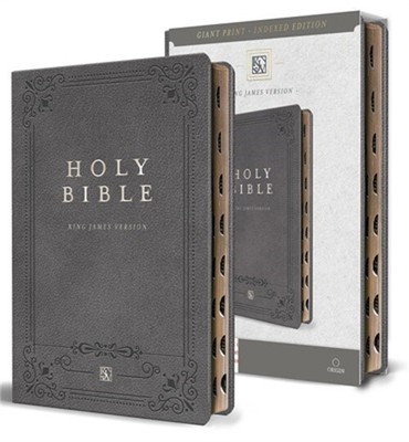 KJV Holy Bible, Giant Print Thinline Large Format, Gray Premium Imitation Leathe-image