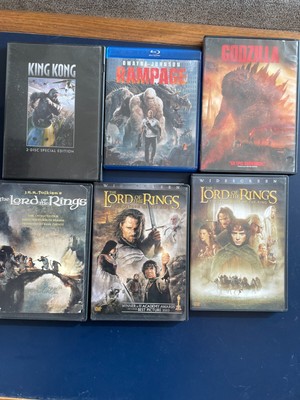 King Kong, Rampage, Godzilla, Lord of the rings x4, Hobbit x3 DVD-image