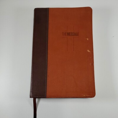 The MESSAGE Bible by Peterson Two Tone Tan Brown Leather-Look 2005 NavPress-image