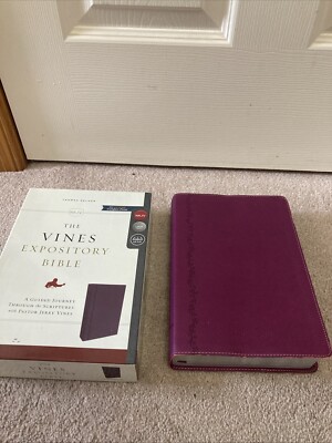NKJV VINES EXPOSITORY BIBLE LARGE PRINT PLUM LEATHER SOFT-image