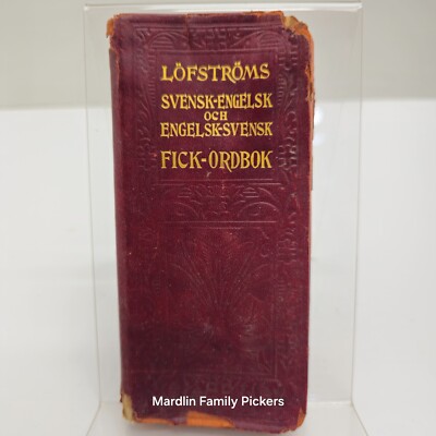 Antique 1901 Löfströms Swedish English Pocket Dictionary Fick-Ordbok Scull Rare-image